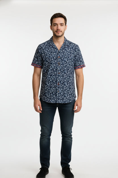 Organic Cotton Hawaiian Camp Collar Shirt