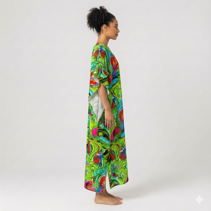 Caftan Water Lilies 2 in Lightweight Organic Cotton Voile