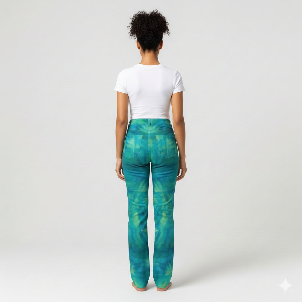 Skinny Jeans Turquoise Watercolors