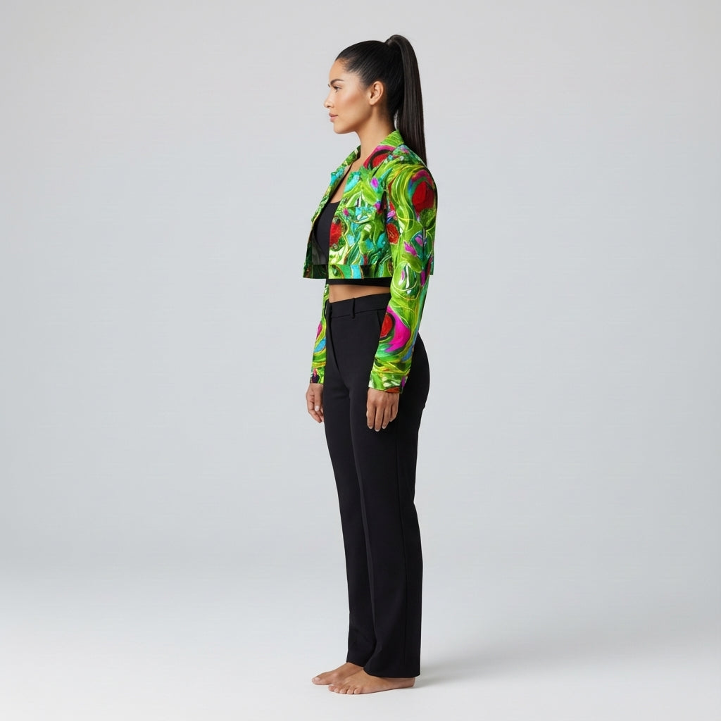 Cropped Jean Cotton Jacket Water Lilies 2