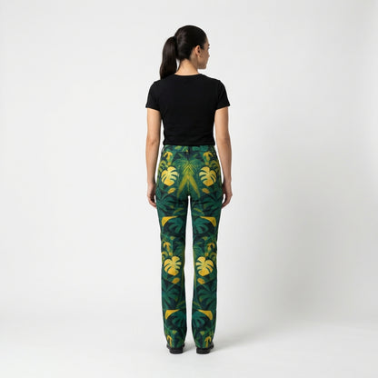 Skinny Jeans Green Leaves - Slim Jeans in Heavyweight Stretch Cotton Denim