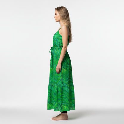 Maxi Dress – Lightweight Cotton Poplin Green Noodles 