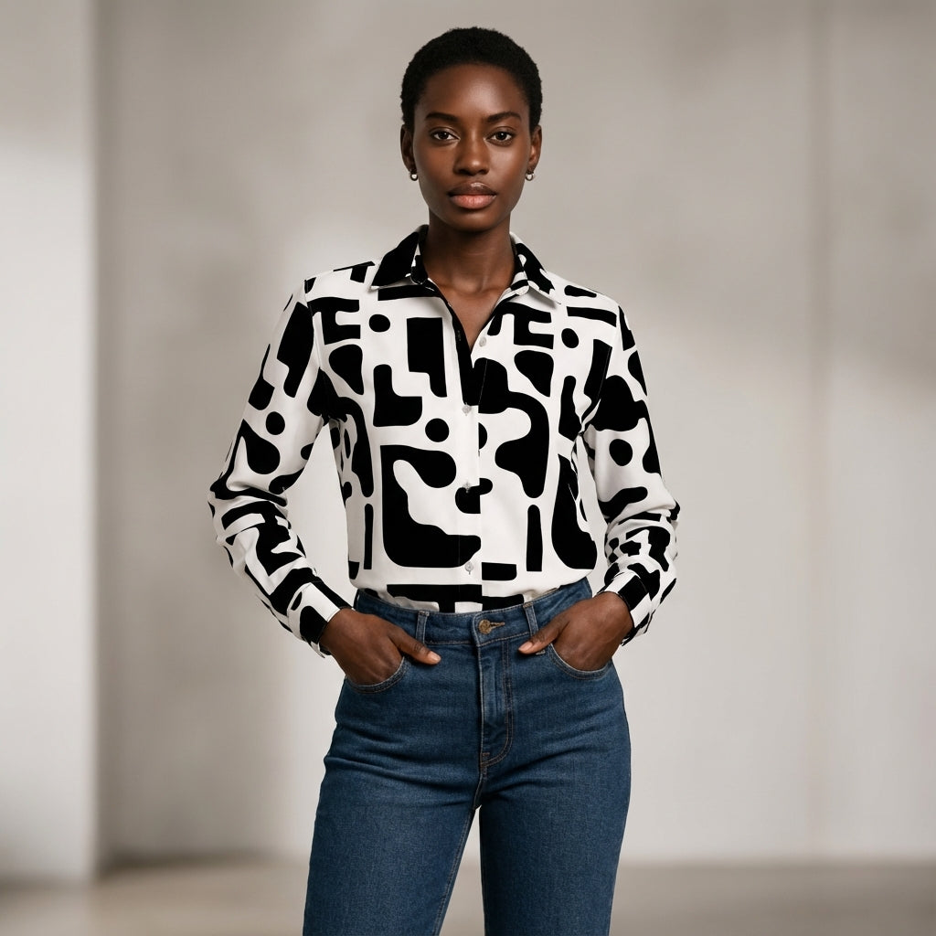 Codex Button Front Blouse (Baz'l Couture)