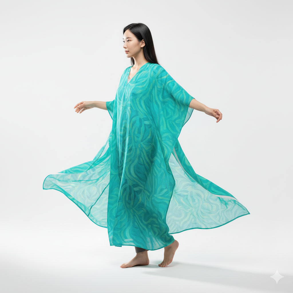 Caftan Organic Cotton Turquoise Noodles