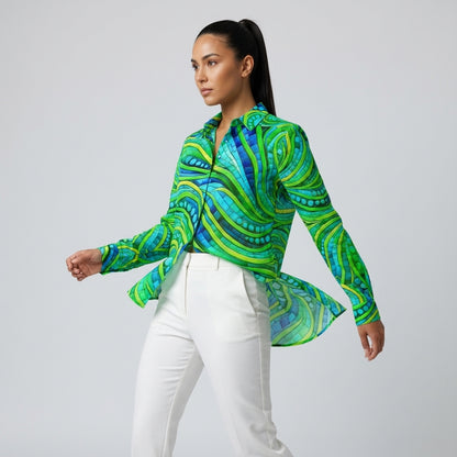 Women's Button Front Shirt Mosaic