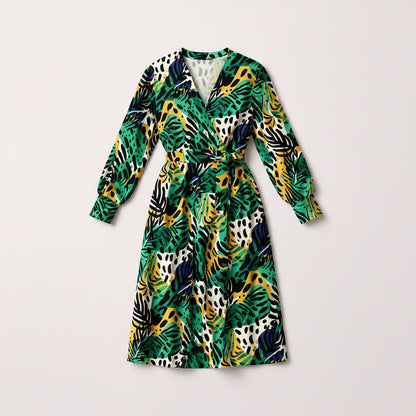 Woven Wrap Dress in Jungle Abstract Ecovero Crepe