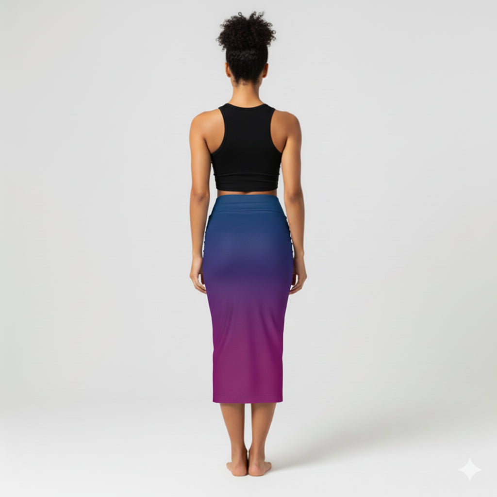 Blue and Purple Midi Skirt