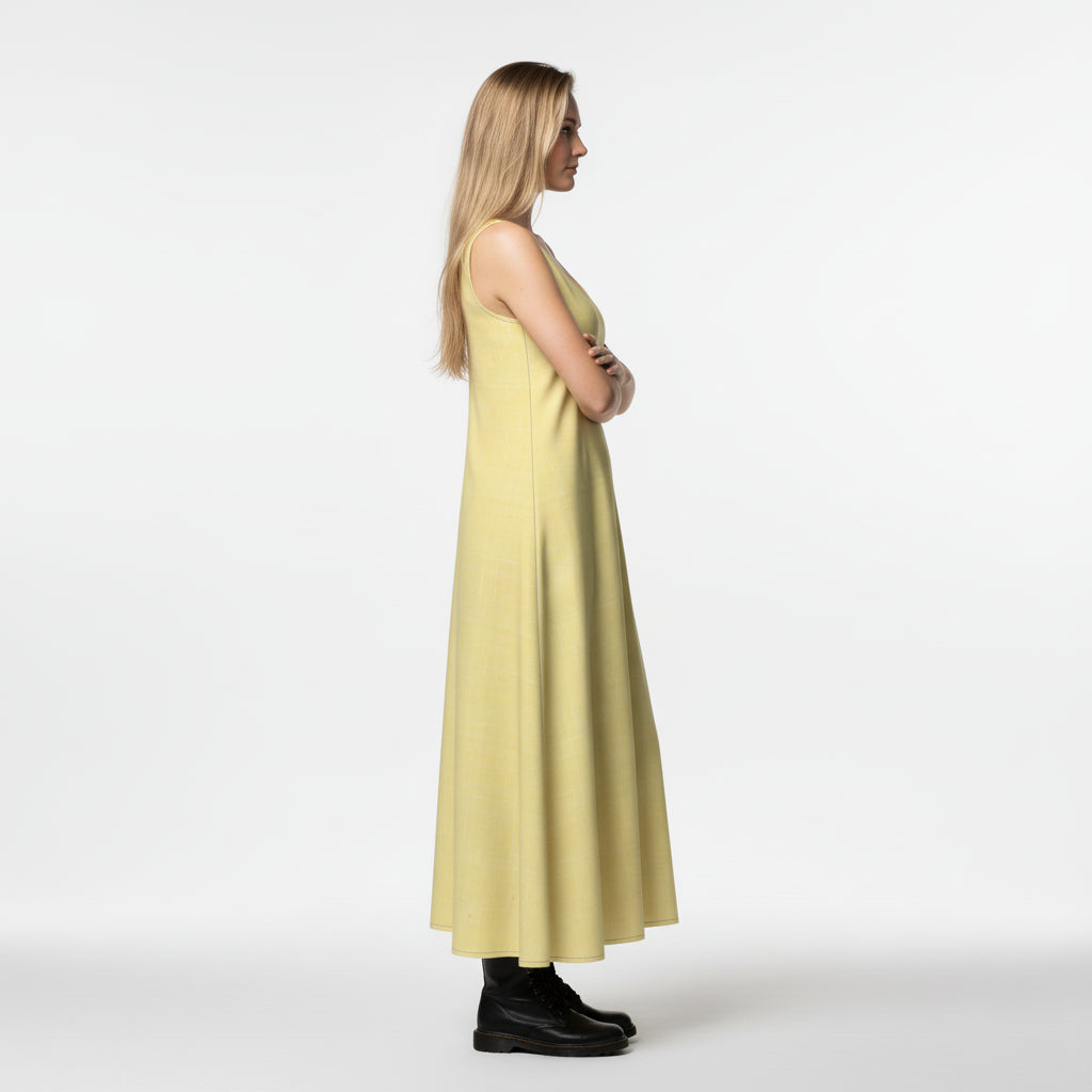 V-Neck A-Line Dress in Lightweight Cotton Poplin