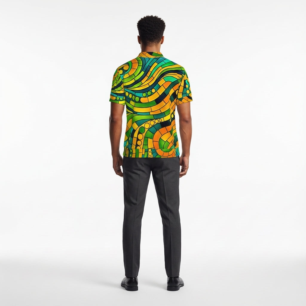 Polo Shirt with V Neck Mosaic 11