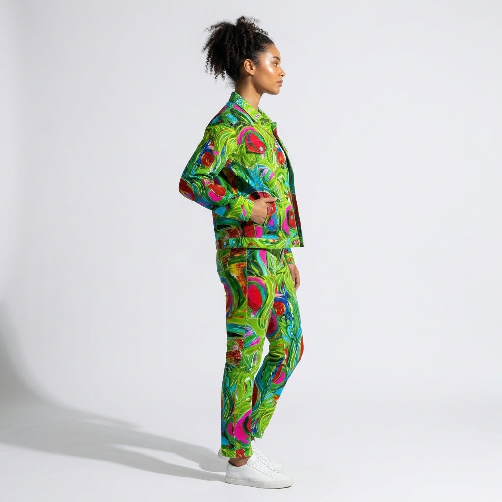 Demin Jacket Pink Water Lilies Jean Jacket