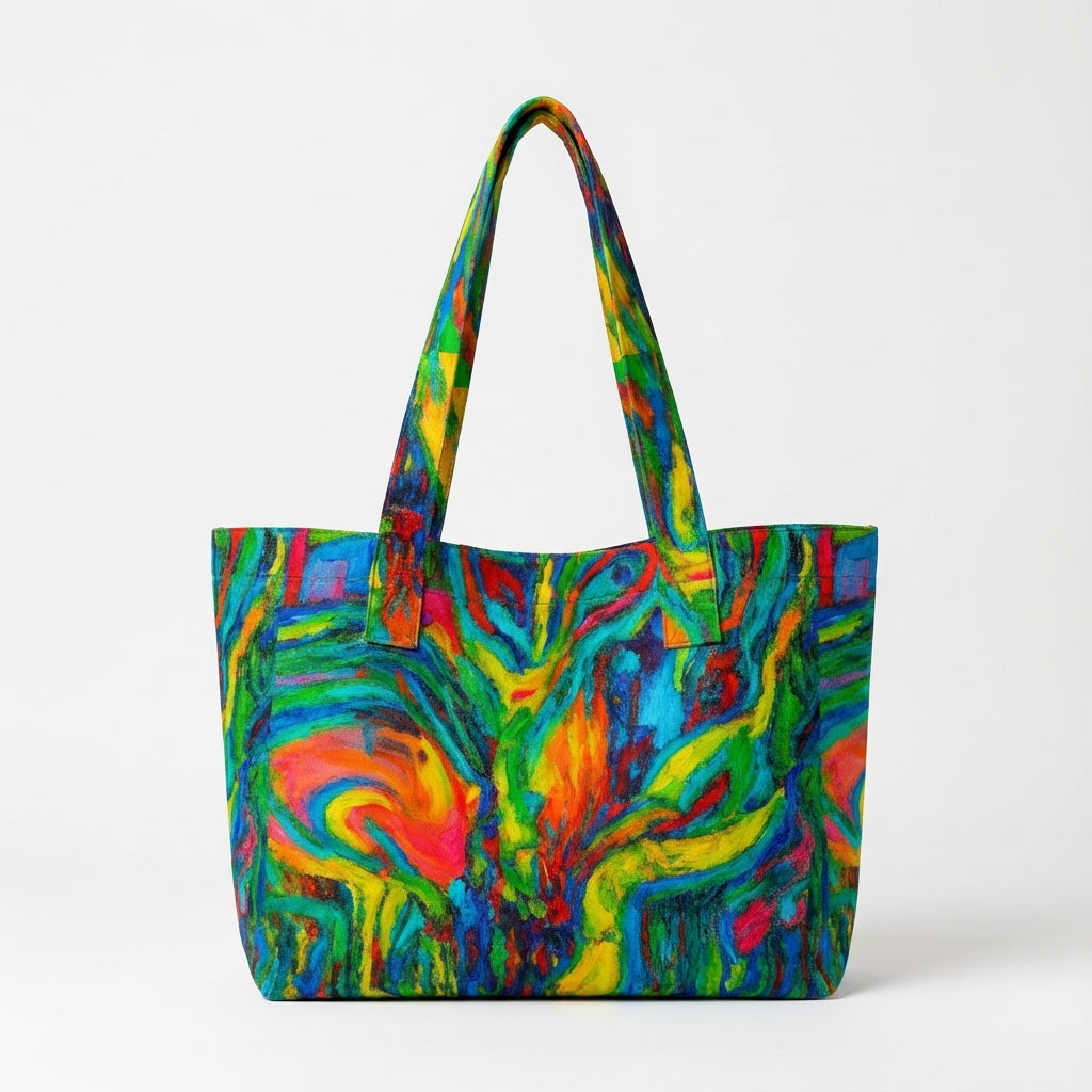 Large Tote Bag Green Jungle