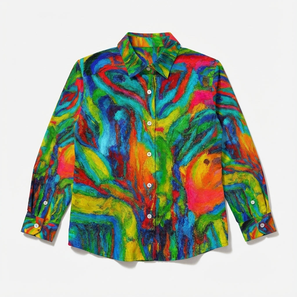 Button Front Shirt in Lightweight Cotton Poplin Green Jungle