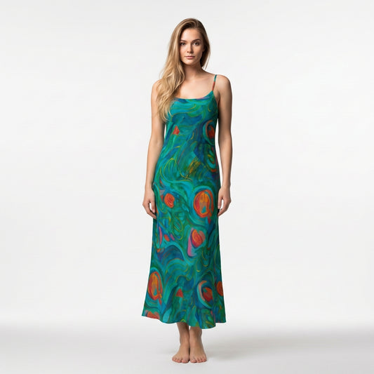 Bias Slip Dress Floral Swamp