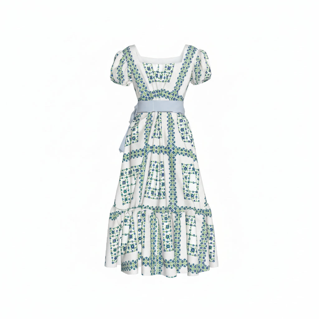 Ruffle Hem Dress in Pima Cotton Poplin