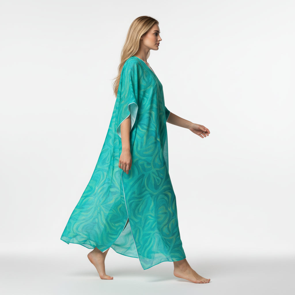 Caftan Organic Cotton Turquoise Noodles