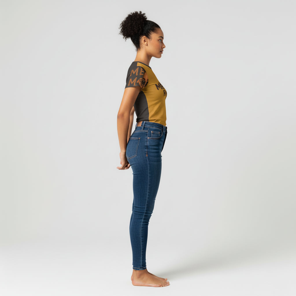 Signature Short Sleeve T-Shirt in Ochre Cotton-Spandex Jersey