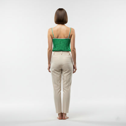 Camisole Dark Green Noodles in Lightweight Organic Cotton Voile