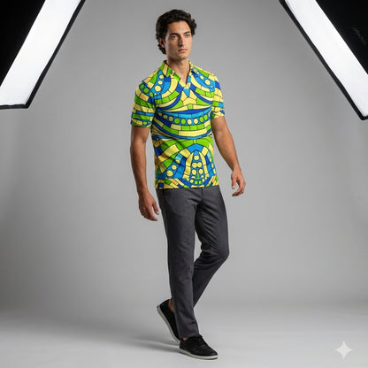 Polo Shirt with V Neck Mosaic 4