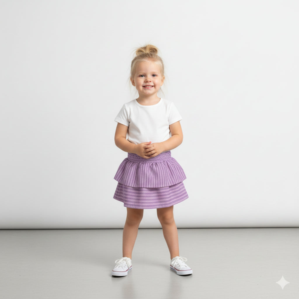 Smocked Ruffle Skirt in Lightweight Cotton