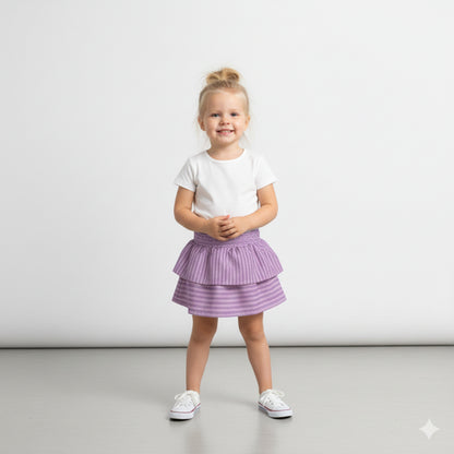 Smocked Ruffle Skirt in Lightweight Cotton