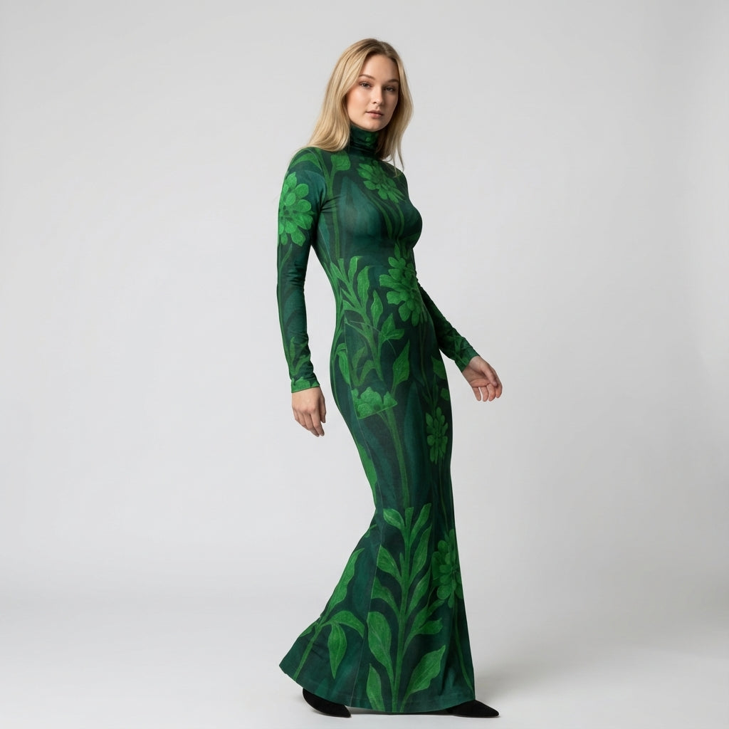 Sarong Maxi Green Flowers