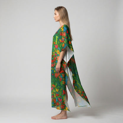 Caftan Butterfly Flowers in Lightweight Organic Cotton Voile