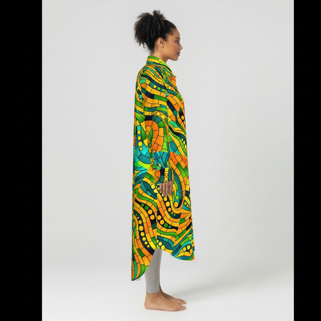 Long Sleeve Shirt Dress Mosaic 11