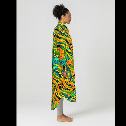 Long Sleeve Shirt Dress Mosaic 11