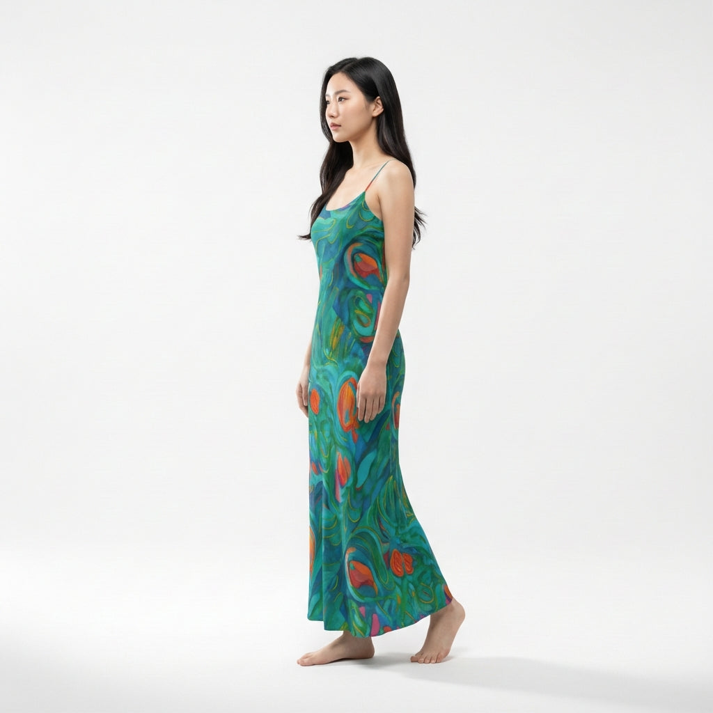 Bias Slip Dress Floral Swamp
