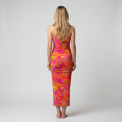 Racerback Shirred Tank Dress Pink Noodles