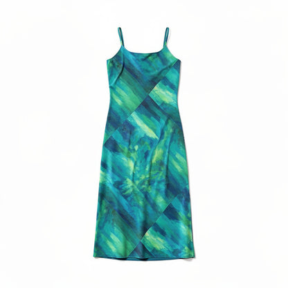 Bias Slip Dress Turquoise Watercolors
