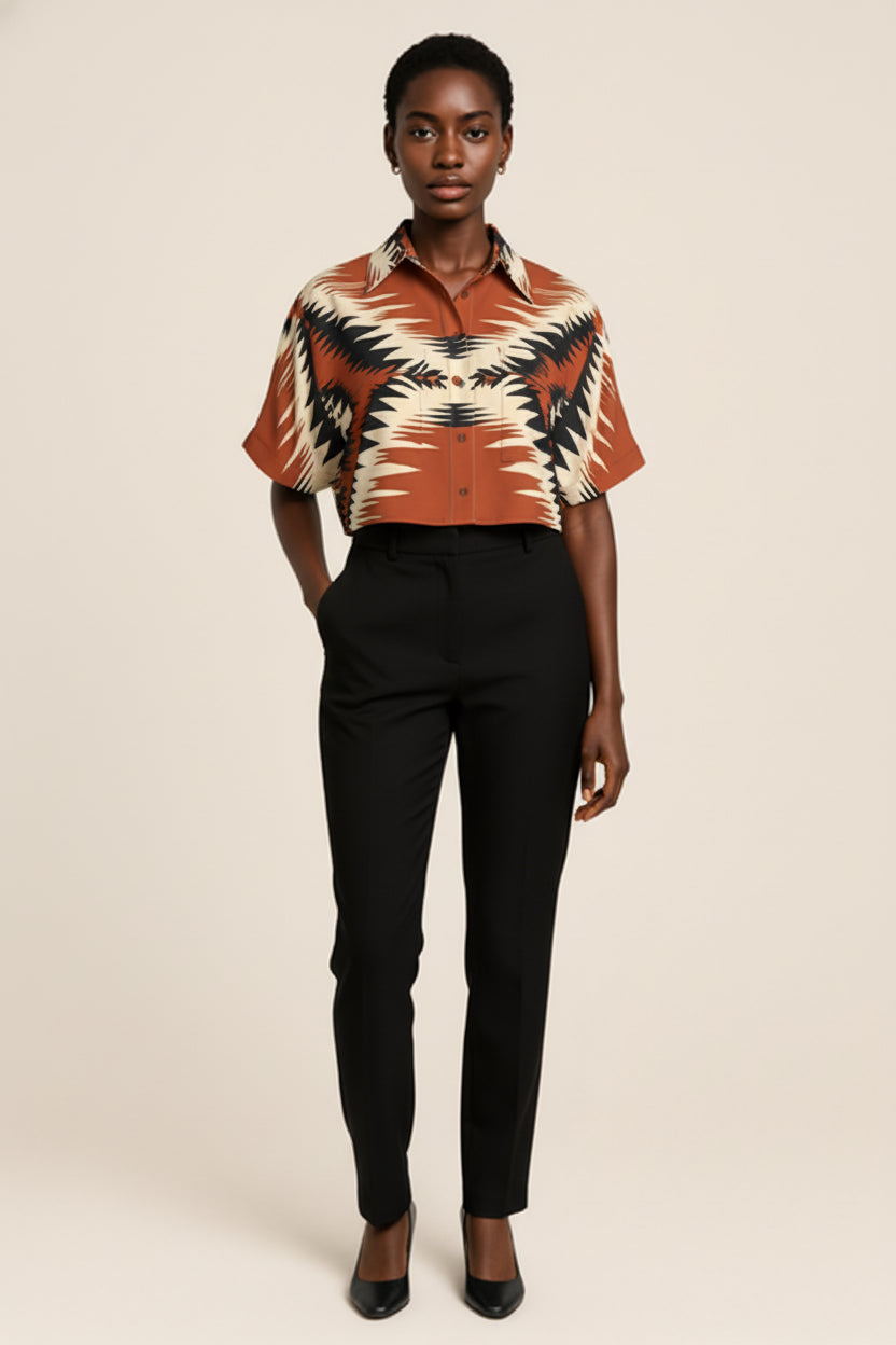 Kai Cropped Kimono Sleeve Blouse