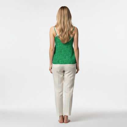 Camisole Dark Green Noodles in Lightweight Organic Cotton Voile