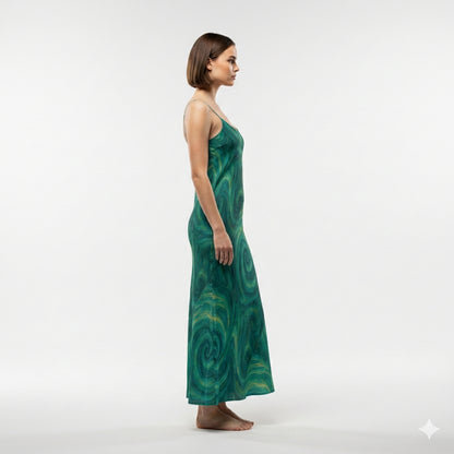 Bias Slip Dress Green Tornado