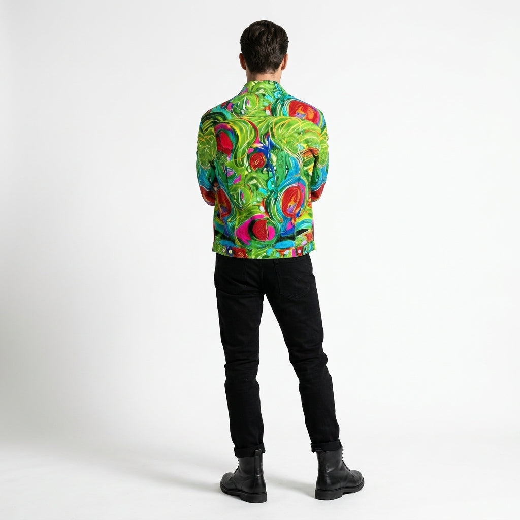 Demin Jacket Pink Water Lilies Jean Jacket