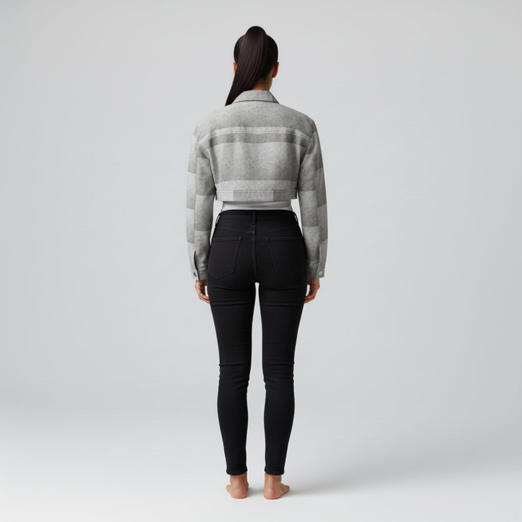 Cropped Jean Jacket Grey