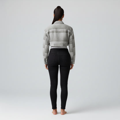 Cropped Jean Jacket Grey