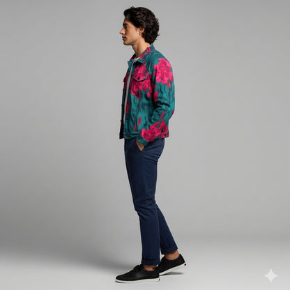 Jean Jacket Pink Flowers