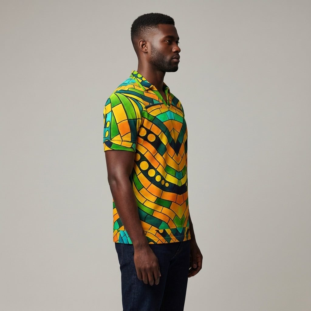 Polo Shirt with V Neck Mosaic 11