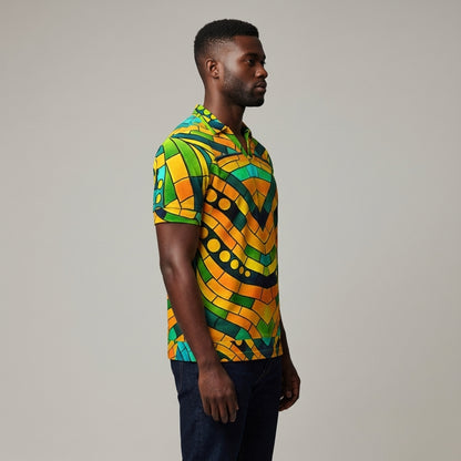 Polo Shirt with V Neck Mosaic 11