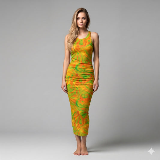 Racerback Shirred Tank Dress Fruity Noodles 