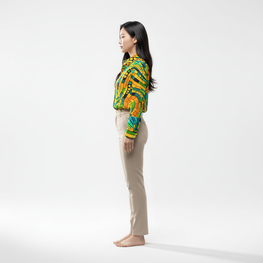 Women's Front Button Shirt Mosaic 11