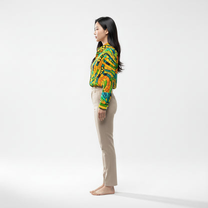 Women's Front Button Shirt Mosaic 11