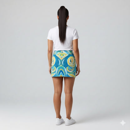 Denim Mini Skirt Sea Swirls