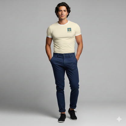 Signature Ringer T-Shirt in Cream Cotton-Spandex Jersey