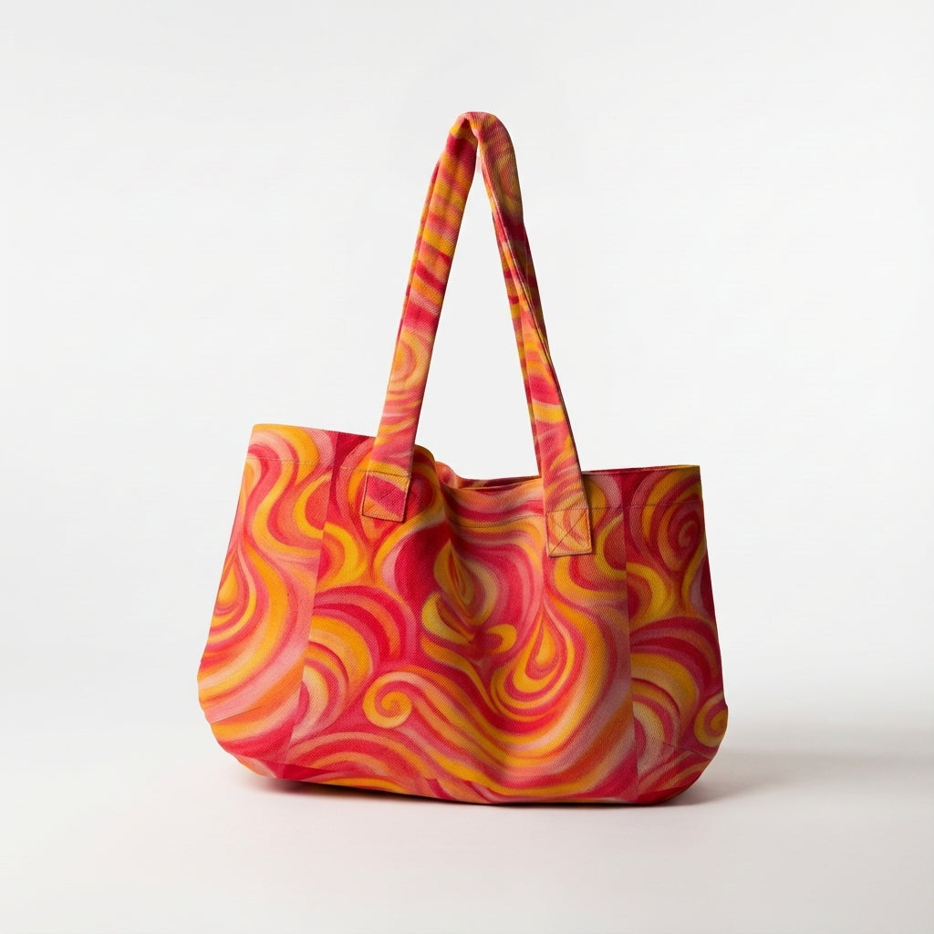 Large Tote Bag Sunset Swirls