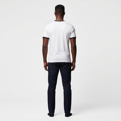 Ringer T-Shirt – Black Yin Yang Print in Organic Cotton - VENEZUELA LIBRE