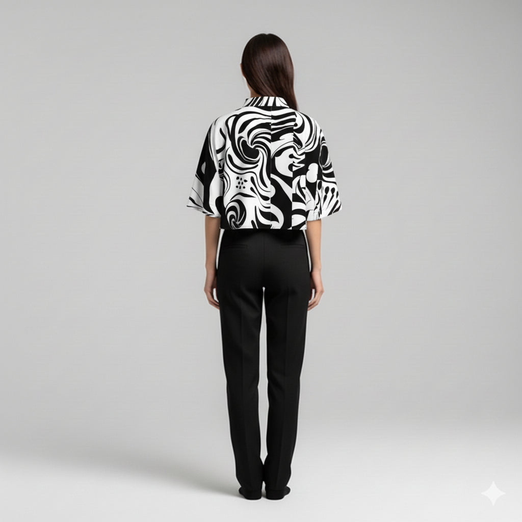 Kiyara Cropped Kimono Sleeve Blouse