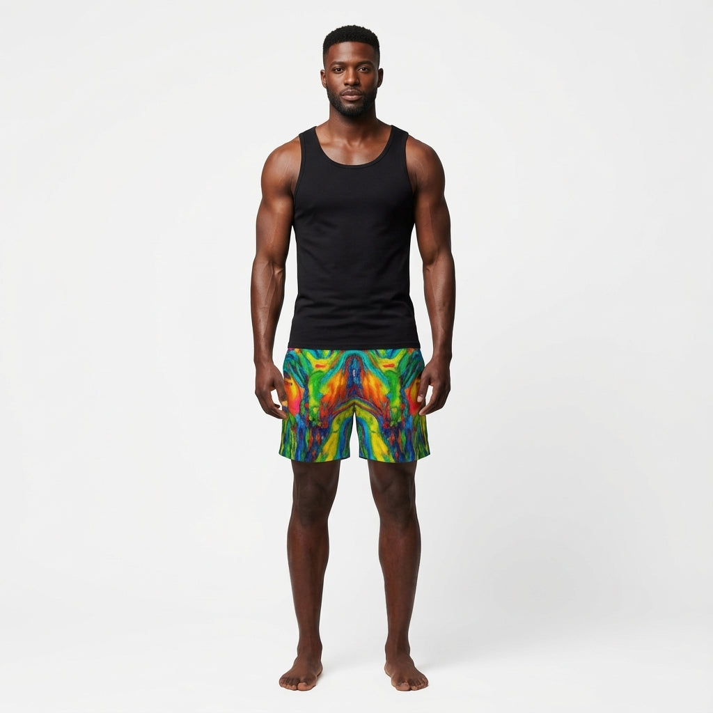 Board Shorts (7" Inseam) in Lightweight Cotton Poplin Green Jungle 