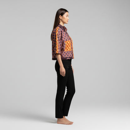 Kimono Sleeve Shirt in Black Organic Cotton Voile